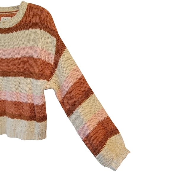 Billabong Striped Knit Sweater Womens S Boxy Fit Drop Shoulder Crewneck Fall - Picture 6 of 10
